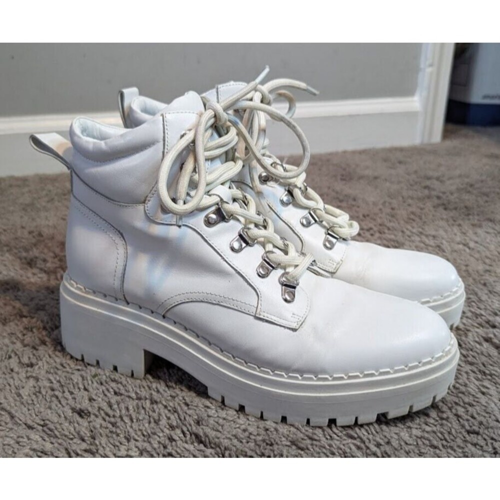 Marc Fisher Women's White Leather Leman Boots Size 8M